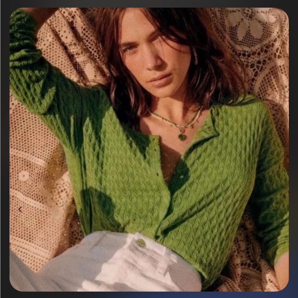Green Textured Women's Top Adela